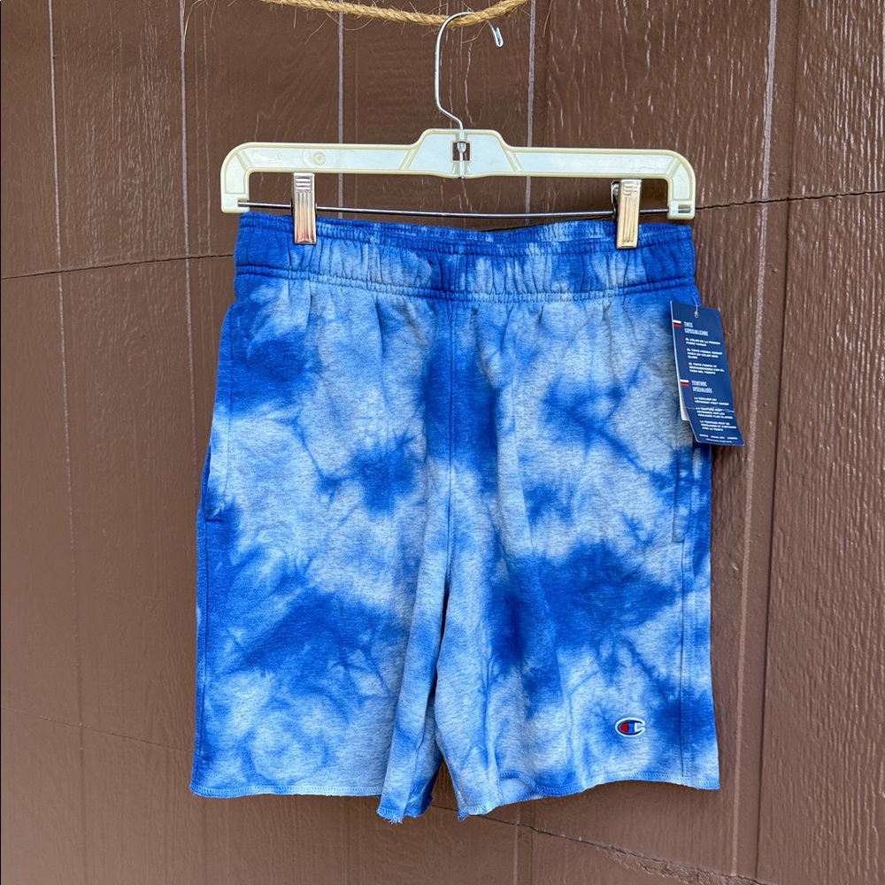 Champion Men's Blue and White Tie-Dye Athletic Shorts